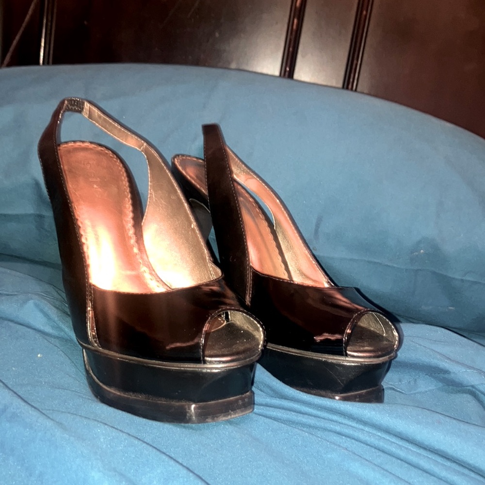 Black Bebe leather platform heels | women’s size 8